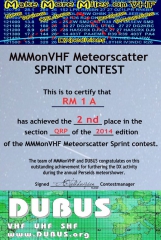 eAWARD for the MakeMoreMilesonVHF and DUBUS MS SPRINT Meteorscatter contest